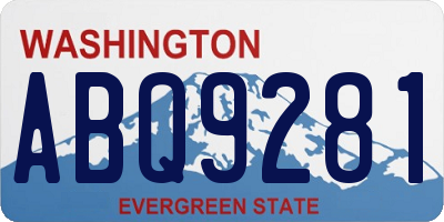 WA license plate ABQ9281