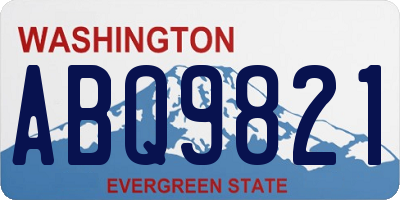 WA license plate ABQ9821
