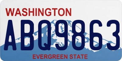 WA license plate ABQ9863
