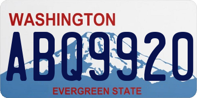 WA license plate ABQ9920
