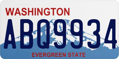 WA license plate ABQ9934