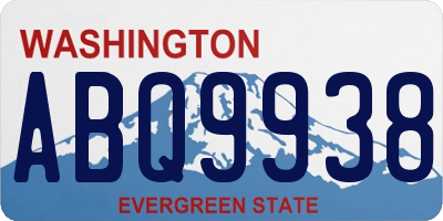 WA license plate ABQ9938