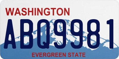 WA license plate ABQ9981