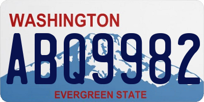 WA license plate ABQ9982