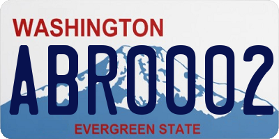 WA license plate ABR0002