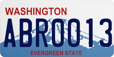 WA license plate ABR0013