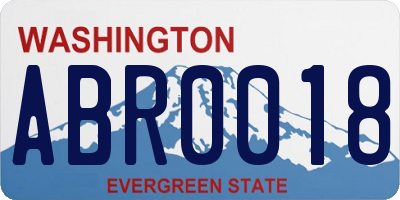 WA license plate ABR0018