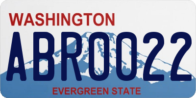 WA license plate ABR0022