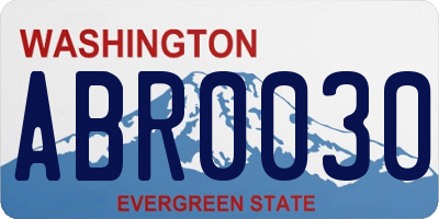 WA license plate ABR0030
