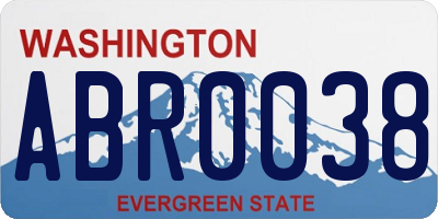 WA license plate ABR0038