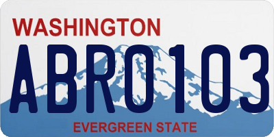 WA license plate ABR0103