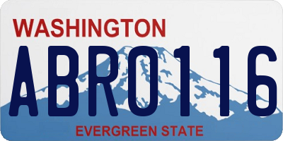 WA license plate ABR0116
