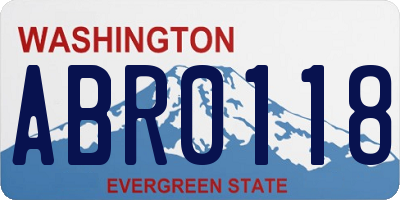WA license plate ABR0118