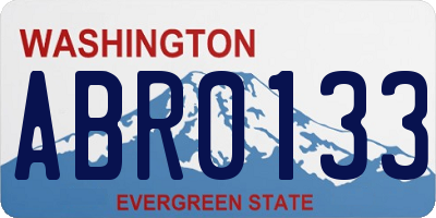 WA license plate ABR0133