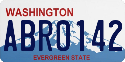 WA license plate ABR0142