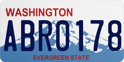 WA license plate ABR0178