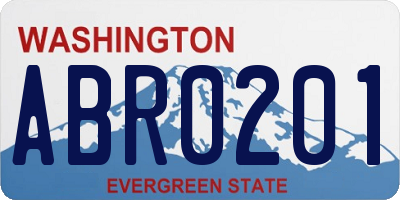 WA license plate ABR0201