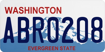 WA license plate ABR0208