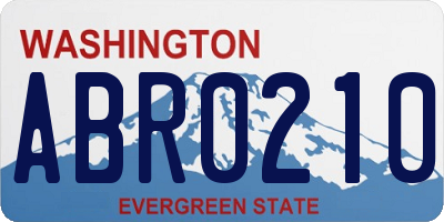 WA license plate ABR0210