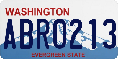 WA license plate ABR0213