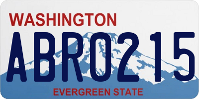 WA license plate ABR0215