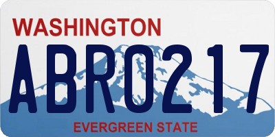 WA license plate ABR0217