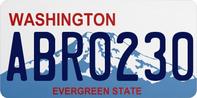 WA license plate ABR0230