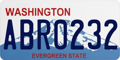 WA license plate ABR0232