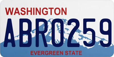 WA license plate ABR0259