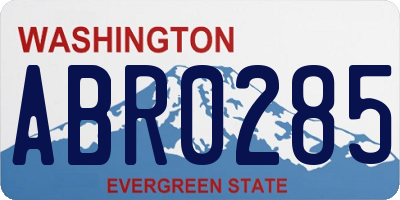 WA license plate ABR0285