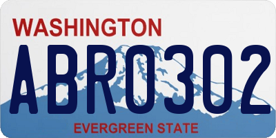 WA license plate ABR0302