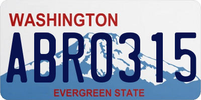 WA license plate ABR0315