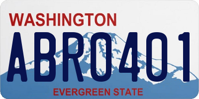 WA license plate ABR0401
