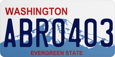 WA license plate ABR0403