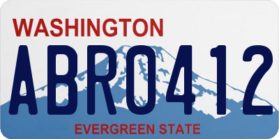 WA license plate ABR0412