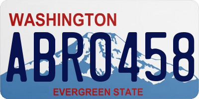 WA license plate ABR0458