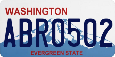 WA license plate ABR0502