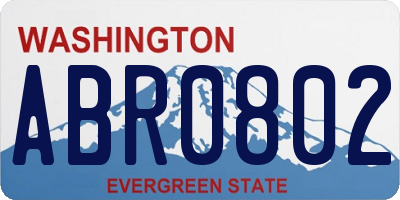 WA license plate ABR0802
