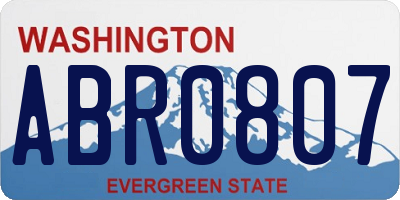 WA license plate ABR0807
