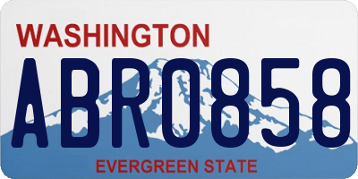 WA license plate ABR0858