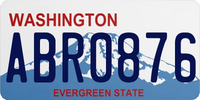 WA license plate ABR0876