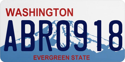 WA license plate ABR0918