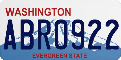 WA license plate ABR0922