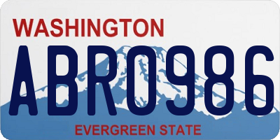 WA license plate ABR0986