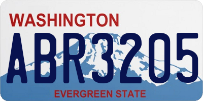 WA license plate ABR3205