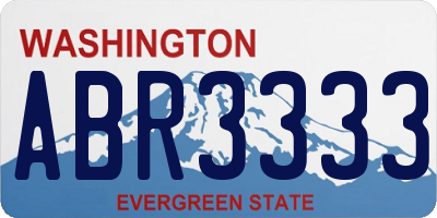 WA license plate ABR3333