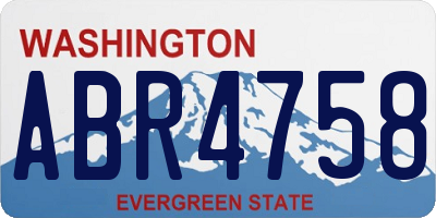 WA license plate ABR4758