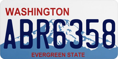 WA license plate ABR6358