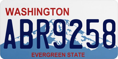 WA license plate ABR9258