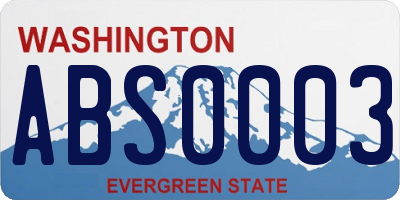 WA license plate ABS0003